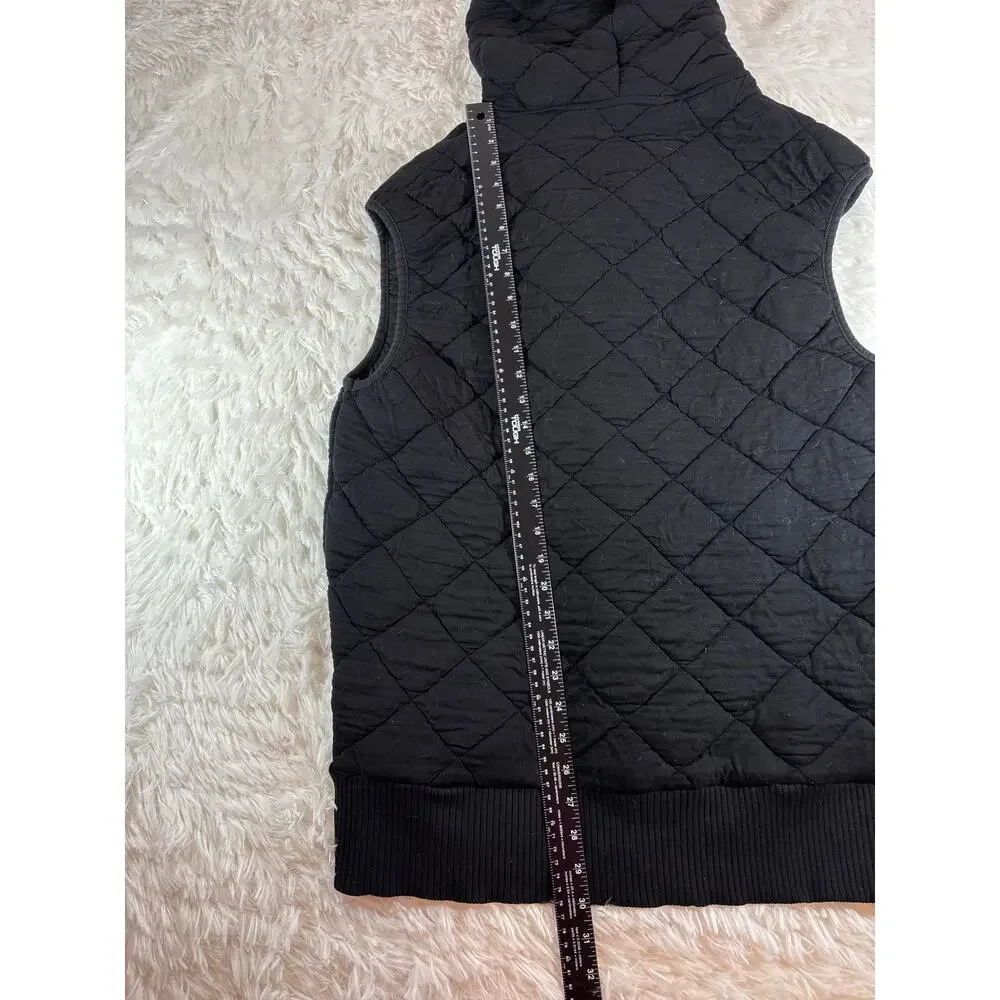 Mono B Oversized Hooded Quilted Fleece Vest Zip Up‎ Pockets Womens M